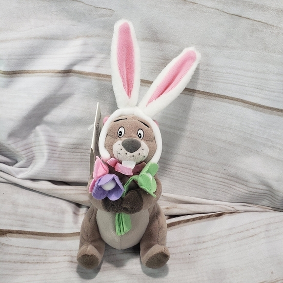 Disney Winnie The Pooh Easter Bunny Gopher Beanbag Plush With Tag 7 Inch 90s - Picture 1 of 11